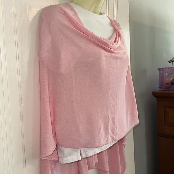 Kerisma pink viscose/tencel/modal knit shawl/wrap with hole for head - Picture 4 of 8